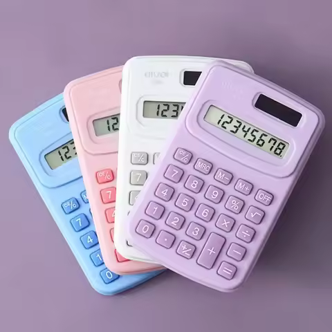 Small Solar Calculator Portable Calculator Cute 8 Digits LCD Electronic Home Office Calculator for K