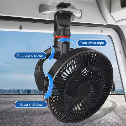 12V/24V Quiet Car Electric Fan Stepless Speed Adjustable Wall Mounted Car Fans Strong Airflow Clip F
