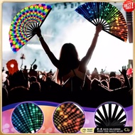 Rainbow Reflective Hand Fan | UV Reactive Fan for Rave, EDM & Concert