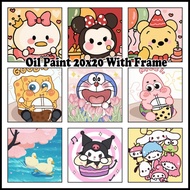 🇲🇾DIY Cartoon Digital Oil Paint 20x20cm Canvas Painting By Number With Frame Children's gifts 哆啦A梦卡通儿童数字油画