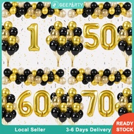 GeeParty 53pcs Black Gold Balloon Set 0-9 50th 60th 70th Birthday Anniversary Celebration Decoration