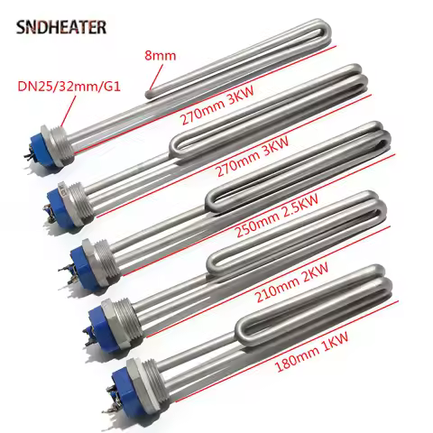 SNDHEATER 120V 240V Fold Solar Water Heater Pipe DN25 1 Inch BSP Thread Stainless Steel Heating Elem