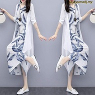 【 Free shipping and fast delivery 】IEF shop ready stock JS women's clothing medium-long print dress 