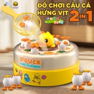 2in1 Fishing Toy Set with High Quality B-Duck Yellow Duck Fishing Reel, Educational Toy Set to Train