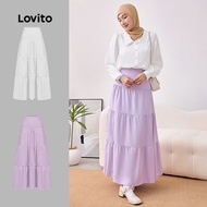 (Modest Style) Lovito Casual Plain Basic Skirt for Women L85AD112 Lovito Rok Basic Polos Kasual untu