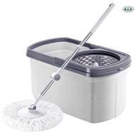 大衛 - 大衛免提平拖把桶套裝 平拖把桶套裝 平拖把拖把桶 乾濕兩用免提拖把 懶人拖把 直立式拖把 清潔用品 包括 2 個拖把頭【平行進口】