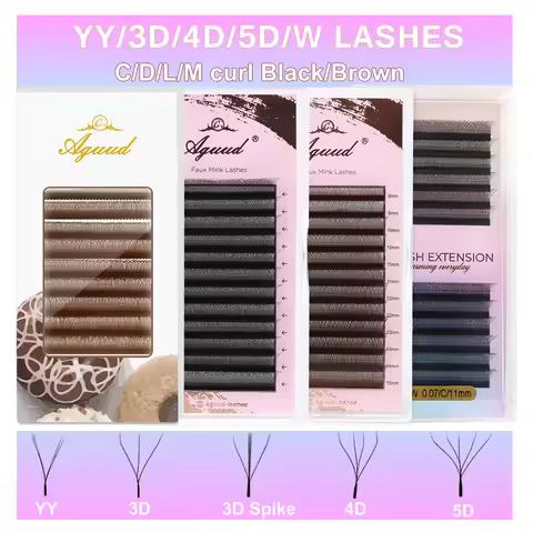 AGUUD Brown 4D W Eyelash YY 3D 4D 5DW Shaped Spike Clover Eyelash Extension 3D Fairy Blooming Natura