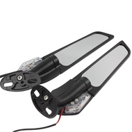 ดัดแปลงรถจักรยานยนต์กระจกมองข้างมองหลังปีกลมปรับได้หมุนด้วยไฟ LED สำหรับ Yamaha YZF R1 R6 R25 R3 Suz