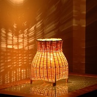 榻榻米禪意床頭臺燈 竹編漁夫燈 新中式臺燈