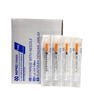 NIPRO SYRINGE U100 INSULIN WITH NEEDLE 30G X 5/16"(0.30 x 8mm) - 100'S/BOX