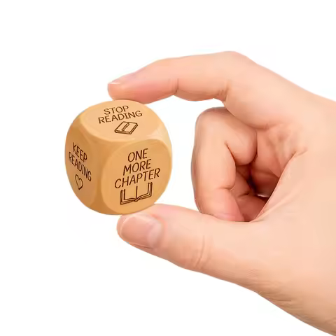 Wooden Reading Decision Dice with Engraved Prompt Book Club Decor 6-Sided Creative What To Read Dice