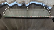 【9成新】浴室/洗手間 強化厚玻璃置物架 連不銹鋼圍欄 (長約50cm)