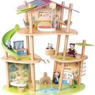 Hape Pandas Bamboo House, Green Planet Explorers | Educational Toy Doll House with Furniture