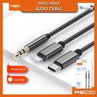 audio cable Recci 3.5mm to 3.5mm type-c to 3.5mm headphone audio jack adapter cables for ip