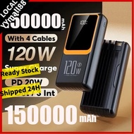 Powerbank 150000mAh 120W Super Fast Charge With 4 Cable Power Bank LED Display Big Battery Fast Char