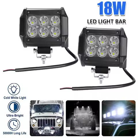 2-4 pcs Car Led Light Bar 18W Work Light Lamp spot flood beam 4" Motorcycle Tractor Boat Off Road 4W