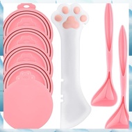 [G V W E] Pet Food Supply Storage Set(8-Pieces):Includes 5 Pink Silicone Can Lids, 2 Dog Spoons, 1 P