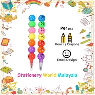 SWM 7Colors Emoji Bullet Non Sharpening Round Stacking Crayon Pencil Crayon Students Stationery 圆球表情