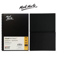 A4 Mont Marte Black Paper Pages Signature Visual Art Diary - 80 Pages 140gsm Spiral Bind