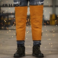 [AWHAO] Bovine Leather Metalworking Spats Anti Scald Leather Yellow Short Velcro