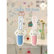 Handmade wool bichon dog lipstick holder/crochet bichon dog lipstick holder handmade