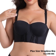 Plus Size Strapless Bra For Wedding Dress 34B-50G Non Slip Push Up Wire Supportive Seamless Bandeau 