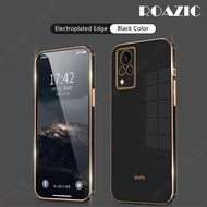 ROAZIC For Vivo V21 V21 5G V20 NFC V20 2021 Phone Case Straight Electroplate Edge Casing Soft Silicone Full Cover Protection Luxury Back Cover