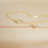 【蜜糖水果塔】18K金 單鑽手鍊 鑽石手鍊 白金/金/玫瑰金