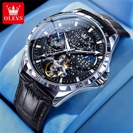 OLEVS Starry Sky Dial Automatic Watch for Men Tourbillon Hollow Stainless steel Luminous Watch Men