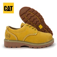 Caterpillar รองเท้าทำงานผู้ชายใหม่ CAT หัวเหล็กต่ำรองเท้าหนังลำลองรอบหัวดาร์บี้รองเท้าทำงาน