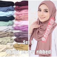 BORONG Shawl Jersey Pleated &amp; Jersey Ribbed PREMIUM