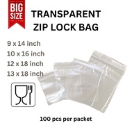 [Big Size] 8x12 9x14 10x16 12x18 13x18 transparent zipper bag zip lock bag clear plastik zip lock