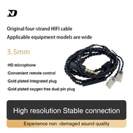 ND DTS 4-strand oxygenless copper original cable 3.5mm0.75 Dual Pin Upgrade cable with microphone 2-pin headphone cable