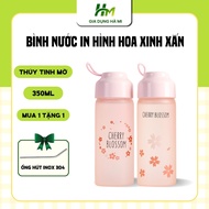 350ml Frosted Glass Bottle CHERRYBLOSSOM Lovely Flower Printed Water Bottle High Quality Water Bottl
