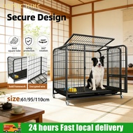 Dog Cage Heavy Duty with Tray Metal Pet Crate with Wheels for Easy Move Cleaning Dog Cage