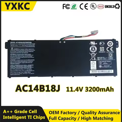 YXKC laptop battery laptop li-ion battery AC14B18J 11.4V 3200mAh for ACER Aspire V3-111 111P V5-122 