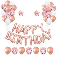 Decor Village - Rose Gold Happy Birthday Decorations Set 1st & 21st 48 PCS  32 inch Number Foil Blao