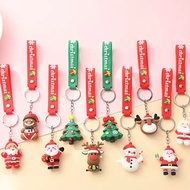 Hard plastic Christmas keychain with decorative string