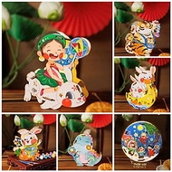 Lồng Đèn Trung Thu Gỗ Tự Tô Màu, Đèn Lồng Gỗ Thủ Công Handmade Nhiều Mẫu Dễ Thương Kèm Đèn Led - HÀN