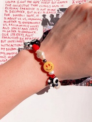 【熱賣】笑臉 水晶 玻璃 串珠 淡水珍珠手鍊 | Y2K 玩味