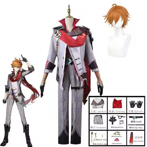 Anime Genshin Impact Tartaglia Cosplay Costume Wig Cloak Childe Genshin Cosplay Tartaglia Uniform Ha