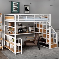 Iron Loft Bed Loft-style Step Ladder Second Floor Bed Home Upper Bed And Lower Table Bunk Bed Custom