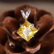 純銀方鑽項墜-奧地利黃色實驗室寶石