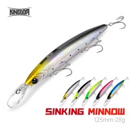 Kingdom Fishing Lure Sinking Minnow 125mm 28g Sinking ABS Hard Bait Wobblers Saltwater Long-Distance