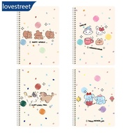 LOVESTREET A5/B5 Hard Cover Cartoon Coil Notebook Cute Kawaii Korean Style Lined Journal Notepad Stu