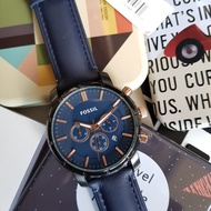 Fossil Men's Watch - Lance Chronograph Quartz Blue Dial Black Ion-Plated Case in Blue Leather Strap Watch - BQ2007