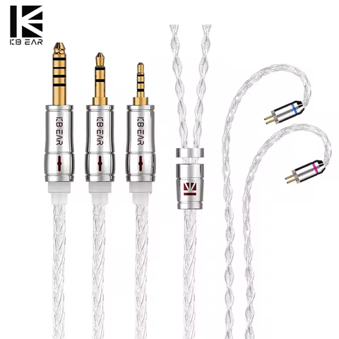KBEAR Limpid Pro 8 Core Pure Silver Cable with 2Pin/QDC/TFZ/MMCX 3.5mm for KZ ZSX ZAX ASX EDX DQ6 BL
