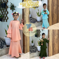 Baju Kurung Raya Moden Budak Perempuan Mint Green Dark Green Peach Hijau Sedondon Family Kids Baby 2023