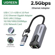 UGREEN USB C+A To RJ45 Ethernet Adapter 2.5G 2500Mbps USB C 3.0 Network Card For Laptop PC NAS Serve