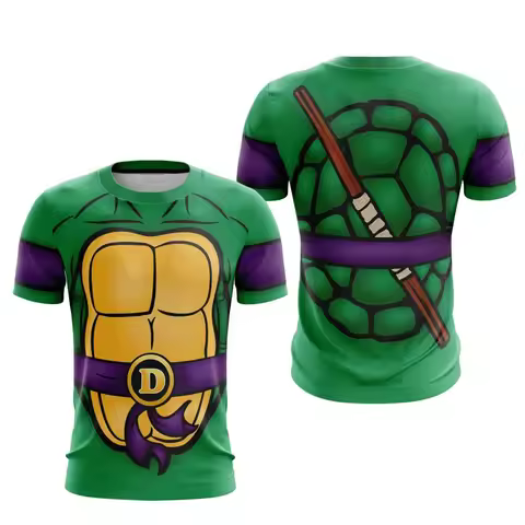 Ninja Turtles Four Brothers Double Sided Pattern Special 3D Printed T-shirt Bandai Series Children/A